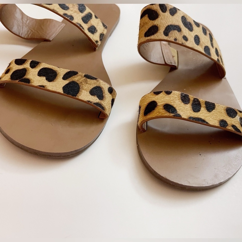 J. Crew Fur Leopard Sandals Festival Boho Resortwear Preppy - Picture 4 of 6